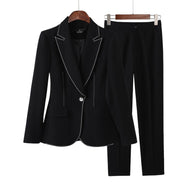 NAVIA SUITS Women's Elegant Stylish Fashion Office Blazer Jacket & Pants Black Suit Set - Divine Inspiration Styles