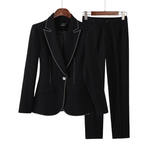 NAVIA SUITS Women's Elegant Stylish Fashion Office Blazer Jacket & Pants Brown Suit Set