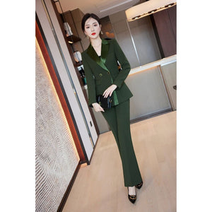 NAVIA SUITS Women's Elegant Stylish Fashion Office Blazer Jacket & Pants Yellow Suit Set