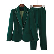 NAVIA SUITS Women's Elegant Stylish Fashion Office Blazer Jacket & Pants Green Suit Set - Divine Inspiration Styles
