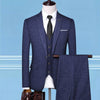 TQSUITS Men's Premium Quality Jacket Vest & Pants 3 Piece Formal Wear Navy Blue Pinstripes Suit Set - Divine Inspiration Styles