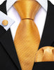 BWG VIP Design Collection Men's Fashion Classic Golden Yellow Jacquard 100% Premium High Quality Silk Ties