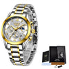 LIGE Women's Fine Fashion Premium Quality Luxury Style Stainless Steel & Leather Bracelet Watch