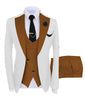 KENTON SUITS Men's Fashion Formal 3 Piece Tuxedo (Jacket + Pants + Vest) White & Silver Gray Suit Set