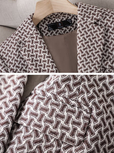 CAROLINE Design Collection Women's Elegant Stylish Fashion Office Professional Woven Plaid Blazer Jacket - Divine Inspiration Styles