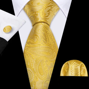 BWG VIP Design Collection Men's Fashion Golden Yellow Geometric Jacquard 100% Premium High Quality Silk Ties - Divine Inspiration Styles