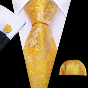 BWG VIP Design Collection Men's Fashion Golden Yellow Geometric Jacquard 100% Premium High Quality Silk Ties - Divine Inspiration Styles