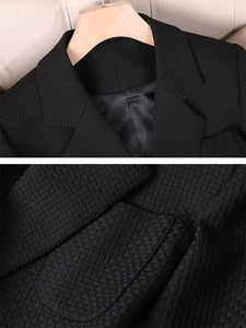 CAROLINE SUITS Women's Elegant Stylish Fashion Office Professional Woven Black Plaid Blazer Jacket