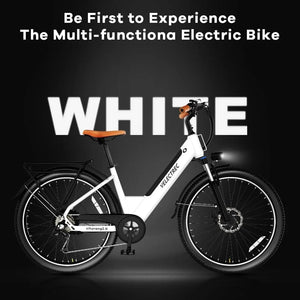 VELECTREC Electric Bicycle Fast Speed 1000W 48V 26" Black & White Smart Dual Motor EBike 25MPH Electric Cruiser & Mountain Bike