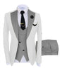 KENTON SUITS Men's Fashion Formal 3 Piece Tuxedo (Jacket + Pants + Vest) White & Royal Blue Suit Set - Divine Inspiration Styles