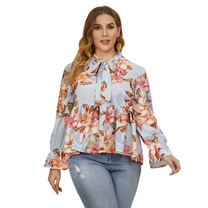 VORE Women's Elegant Fine Fashion Premium Top Quality Stylish Plus Size Puff Flare Long Sleeve Blouse Top