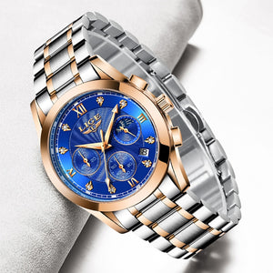 LIGE Women's Fine Fashion Premium Quality Luxury Style Stainless Steel & Leather Bracelet Watch