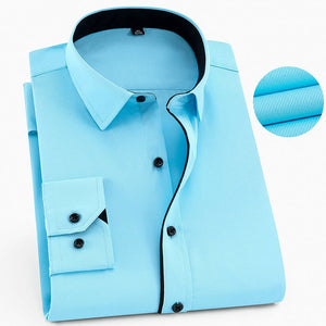 KENTON Men's Fashion Business Casual Long Sleeves Dress Shirt Classic Trendy Stripe Tuxedo Dress Shirt