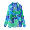 THONEY Women's Elegant Fine Fashion Premium Quality Floral Print Satin Blouse Shirt