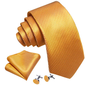 BWG VIP Design Collection Men's Fashion Classic Golden Yellow Jacquard 100% Premium High Quality Silk Ties