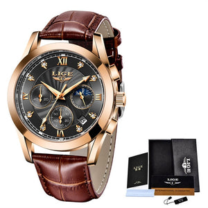 LIGE Women's Fine Fashion Premium Quality Luxury Style Stainless Steel & Leather Bracelet Watch