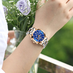 LIGE Women's Fine Fashion Premium Quality Luxury Style Stainless Steel & Leather Bracelet Watch