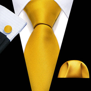 BWG VIP Design Collection Men's Fashion Golden Yellow Geometric Jacquard 100% Premium High Quality Silk Ties - Divine Inspiration Styles