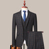 TQSUITS Men's Premium Quality Jacket Vest & Pants 3 Piece Formal Wear Royal Blue & Brown Plaid 1 Button Suit Set - Divine Inspiration Styles