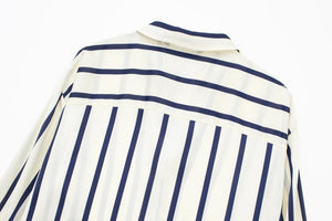 PBZA Women's Elegant Spring Summer Autumn Stylish Stripes Long Sleeve Dress Shirt