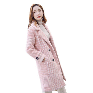 SABRINA Design Women's Fine Fashion Elegant Luxury Style Plaid Houndstooth Wool Coat - Divine Inspiration Styles