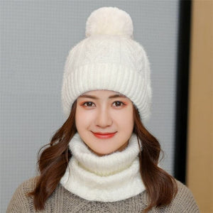 SPK Brand Women's Fashion Gray Autumn Winter Knitted Wool Cap & Infinity Scarf Set