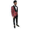 SZSUITS Men's Fashion Suit Sets with Tuxedo & Pants Polished Velvet Lapel Blazer Pink Rose Textured Suit Set - Divine Inspiration Styles