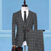 TQSUITS Men's Premium Quality Jacket Vest & Pants 3 Piece Formal Wear Black & Gray Checkered 1 Button Suit Set