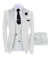 KENTON SUITS Men's Fashion Formal 3 Piece Tuxedo (Jacket + Pants + Vest) White & White Suit Set - Divine Inspiration Styles