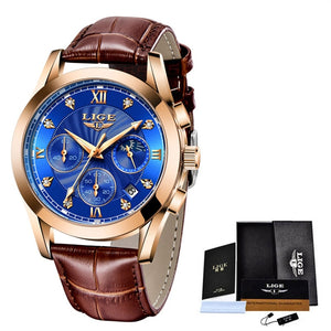 LIGE Women's Fine Fashion Premium Quality Luxury Style Stainless Steel & Leather Bracelet Watch