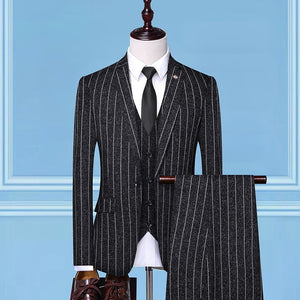 TQSUITS Men's Premium Quality Jacket Vest & Pants 3 Piece Formal Wear Black Plaid Suit Set - Divine Inspiration Styles
