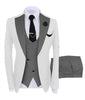 KENTON SUITS Men's Fashion Formal 3 Piece Tuxedo (Jacket + Pants + Vest) White & Blue Suit Set