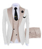 KENTON SUITS Men's Fashion Formal 3 Piece Tuxedo (Jacket + Pants + Vest) White & Emerald Green Suit Set