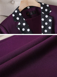CAROLINE SUITS Women's Elegant Stylish Fashion Polka Dots Design Office Black Blazer Jacket & Pants Suit Set - Divine Inspiration Styles