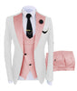 KENTON SUITS Men's Fashion Formal 3 Piece Tuxedo (Jacket + Pants + Vest) White & Bright Purple Suit Set