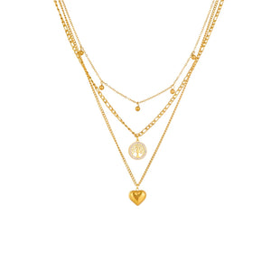 GOLDENSTAR Women's Fine Fashion Stylish Gold Plated Stainless Steel Tree of Life & Heart Shape Jewelry Set
