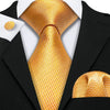 BWG VIP Design Collection Men's Fashion Classic Golden Yellow Jacquard 100% Premium High Quality Silk Ties