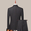 TQSUITS Men's Premium Quality Jacket Vest & Pants 3 Piece Formal Wear Black & Gray Checkered 1 Button Suit Set