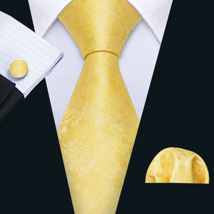 BWG VIP Design Collection Men's Fashion Golden Yellow Geometric Jacquard 100% Premium High Quality Silk Ties - Divine Inspiration Styles