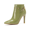 HARTFORD Design Women's Stylish Elegant Fashion Dark Green Glossy Studded Leather Stiletto Boot Shoes - Divine Inspiration Styles
