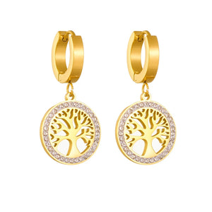 GOLDENSTAR Women's Fine Fashion Stylish Gold Plated Stainless Steel Tree of Life & Heart Shape Jewelry Set