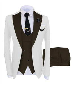 KENTON SUITS Men's Fashion Formal 3 Piece Tuxedo (Jacket + Pants + Vest) White & Bright Purple Suit Set - Divine Inspiration Styles