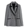 MING SUITS Women's Elegant Stylish Fashion Office Professional Woven Plaid Pink & Black Blazer Jacket - Divine Inspiration Styles