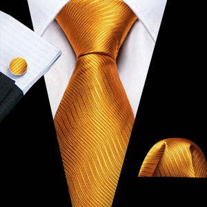 BWG VIP Design Collection Men's Fashion Golden Yellow Geometric Jacquard 100% Premium High Quality Silk Ties - Divine Inspiration Styles