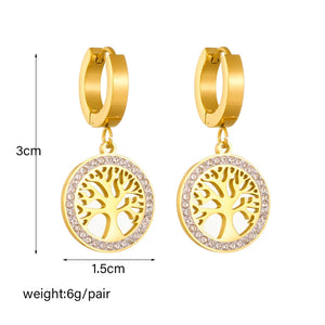 GOLDENSTAR Women's Fine Fashion Stylish Gold Plated Stainless Steel Tree of Life & Heart Shape Jewelry Set
