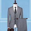 TQSUITS Men's Premium Quality Jacket Vest & Pants 3 Piece Formal Wear Beige Pinstripes Suit Set - Divine Inspiration Styles