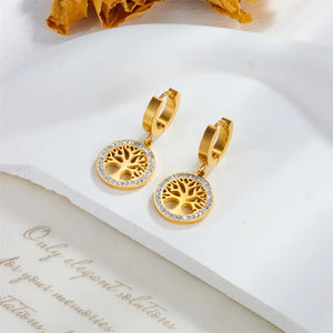 GOLDENSTAR Women's Fine Fashion Stylish Gold Plated Stainless Steel Tree of Life & Heart Shape Jewelry Set
