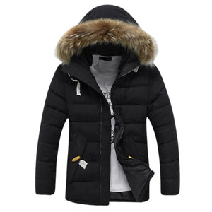 TANGNEST Men's Fashion Black Coat Jacket Thick Parka Winter Coat Jacket with Sample Guide for Easy Return & Exchange Option for Best Satisfaction