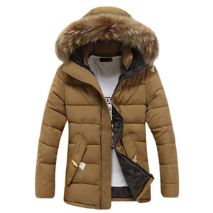 TANGNEST Men's Fashion Black Coat Jacket Fur Hooded Thick Parka Winter Coat Jacket with Sample Guide for Easy Return & Exchange Option for Best Satisfaction - Divine Inspiration Styles