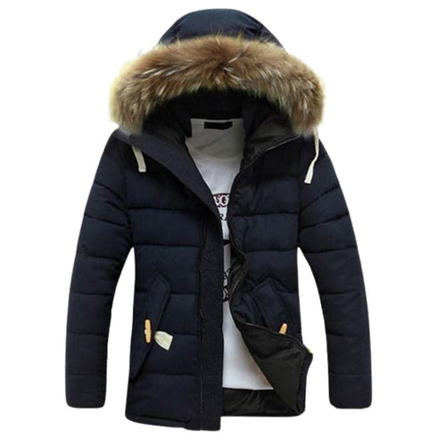 TANGNEST Men's Fashion Navy Blue Coat Jacket Thick Parka Winter Coat Jacket with Sample Guide for Easy Return & Exchange Option for Best Satisfaction - Divine Inspiration Styles